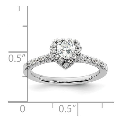 14K White Gold Diamond Heart Halo Engagement Ring Semi-Mount – view 6