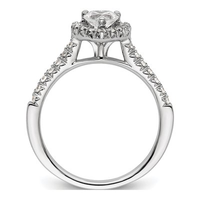 14K White Gold Diamond Halo Heart Engagement Ring Semi-Mount – view 3