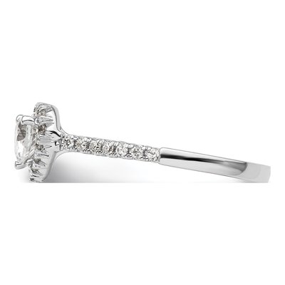 14K White Gold Diamond Halo Heart Engagement Ring Semi-Mount – view 4