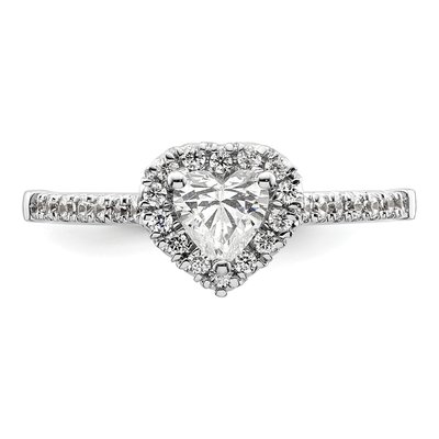 14K White Gold Diamond Halo Heart Engagement Ring Semi-Mount – view 5