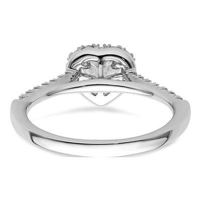 14K White Gold Diamond Halo Heart Engagement Ring Semi-Mount – view 6