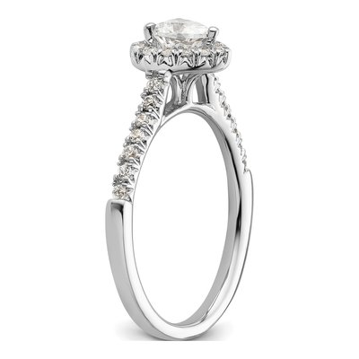 14K White Gold Diamond Halo Heart Engagement Ring Semi-Mount – view 7