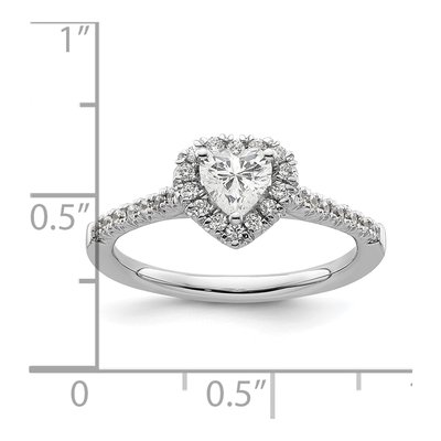 14K White Gold Diamond Halo Heart Engagement Ring Semi-Mount – view 8