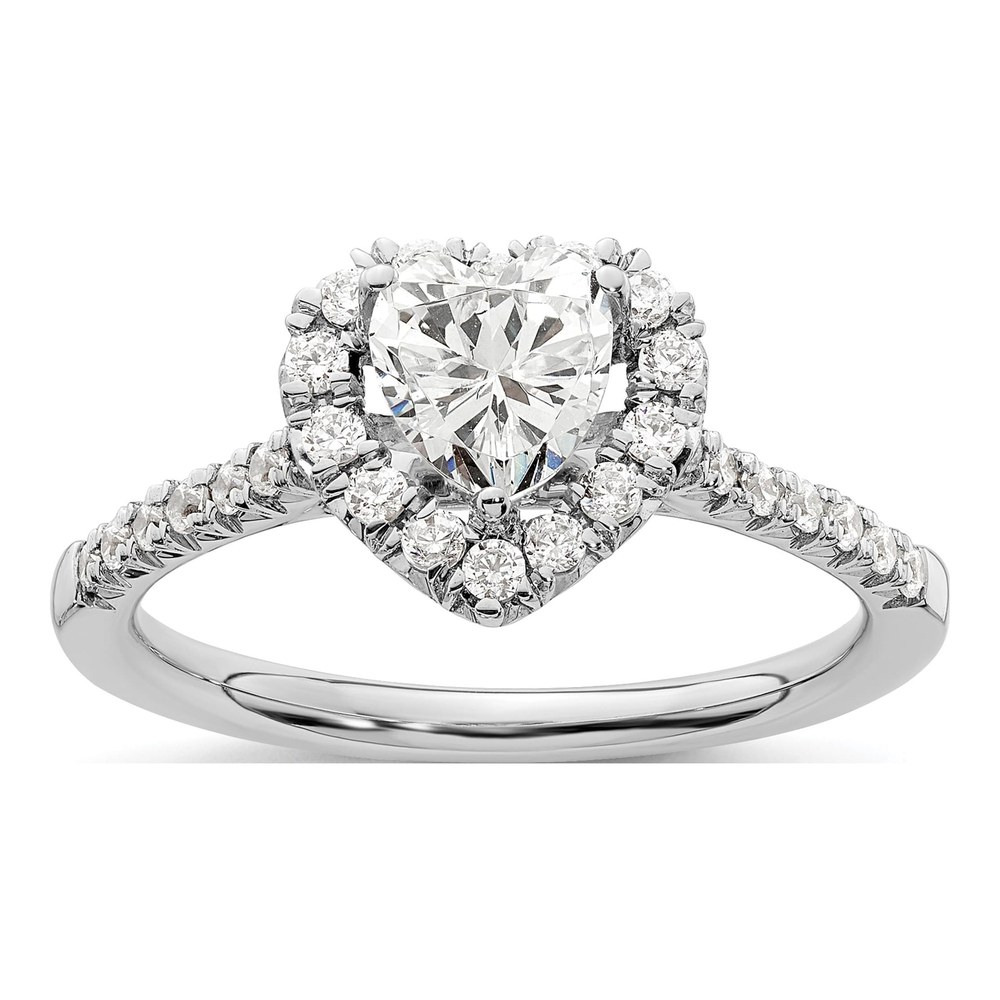14K White Gold Diamond Halo Engagement Ring Semi-Mount