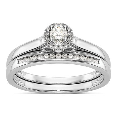14K White Gold Diamond Halo Engagement Ring Semi-Mount – view 7