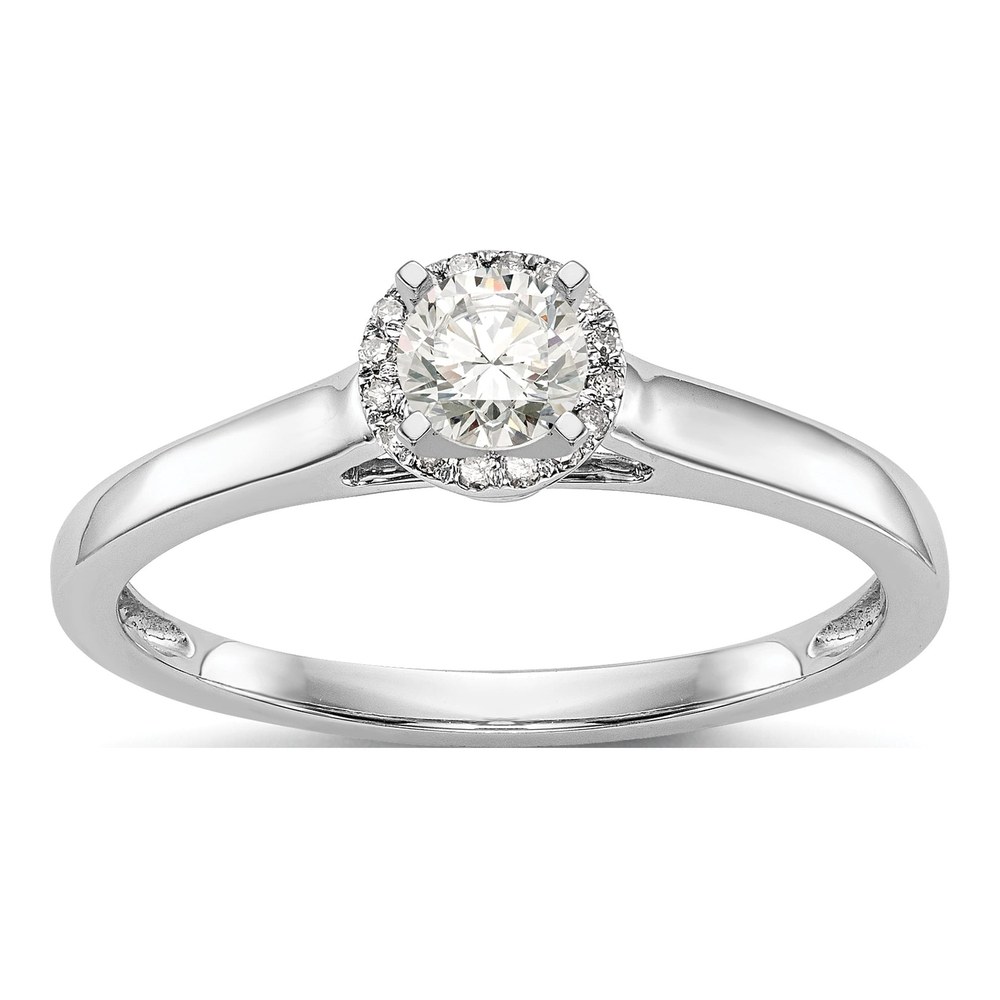 14K White Gold Diamond Halo Semi-Mount Engagement Ring