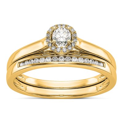 14K Yellow Gold Diamond Halo Engagement Ring Semi-Mount – view 8