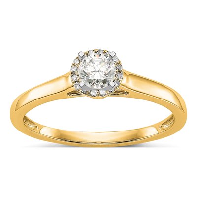14K Yellow Gold Diamond Halo Engagement Ring Semi-Mount