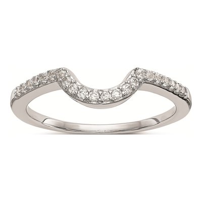 14K White Gold Diamond Contoured Wedding Band Mounting