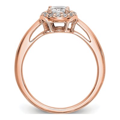 14K Rose Gold Diamond Halo Engagement Ring Semi-Mount – view 2