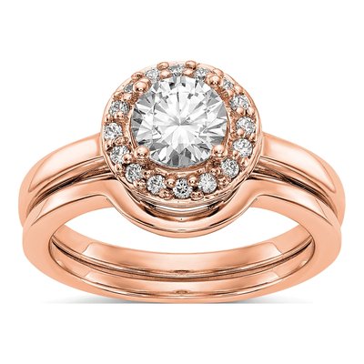 14K Rose Gold Diamond Halo Engagement Ring Semi-Mount – view 3