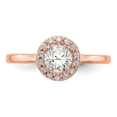 14K Rose Gold Diamond Halo Engagement Ring Semi-Mount – view 5