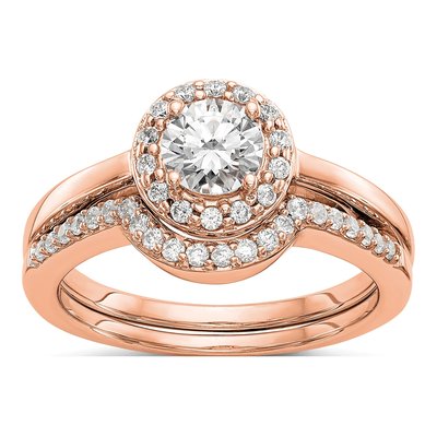 14K Rose Gold Diamond Halo Engagement Ring Semi-Mount – view 8