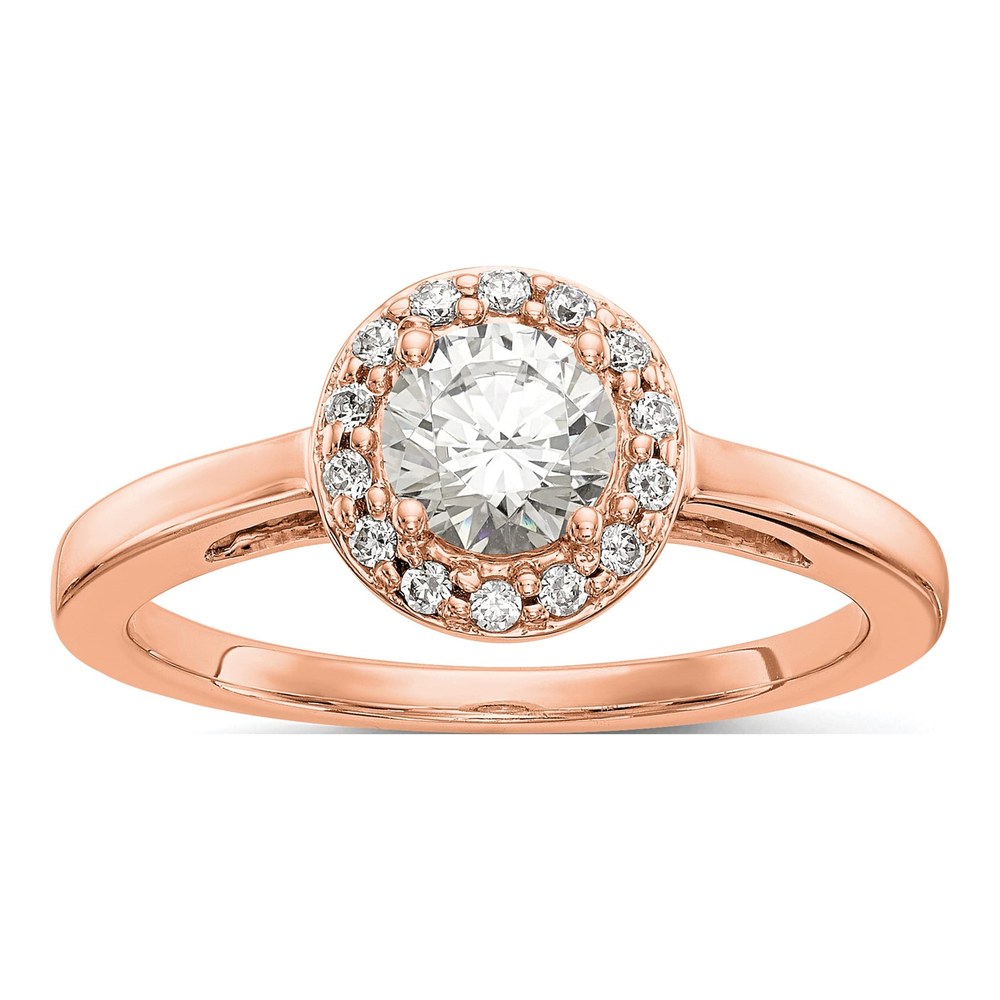 14K Rose Gold Diamond Halo Engagement Ring Semi-Mount