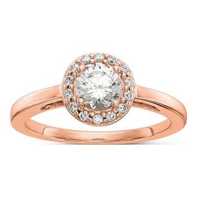 14K Rose Gold Diamond Halo Engagement Ring Semi-Mount