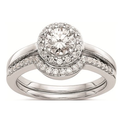 14K White Gold Diamond Halo Setting Engagement Ring Mounting – view 6