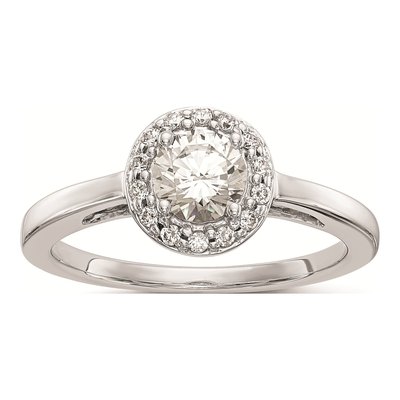 14K White Gold Diamond Halo Setting Engagement Ring Mounting