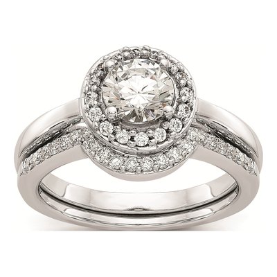14K White Gold Diamond Halo Engagement Ring Mounting – view 7