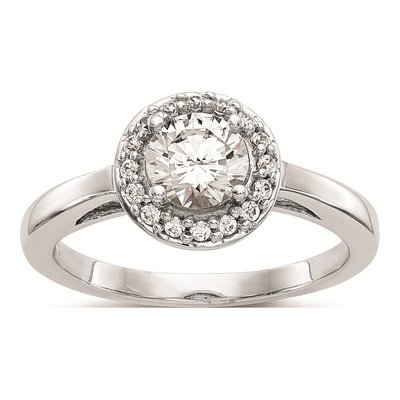 14K White Gold Diamond Halo Engagement Ring Mounting