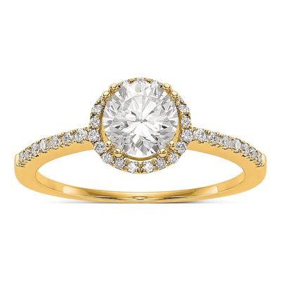 14K Yellow Gold Round Halo Engagement Ring Mounting