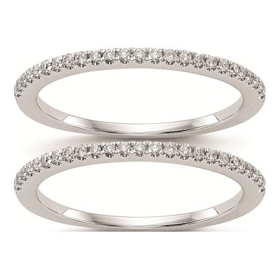 14K White Gold Diamond Wedding Band Set, 1/4 ct tw