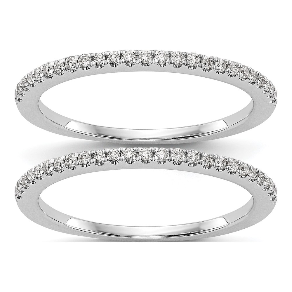 14K White Gold Lab-Grown Diamond Wedding Band Set