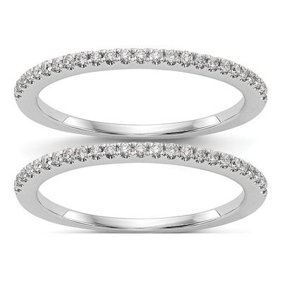 14K White Gold Lab-Grown Diamond Wedding Band Set
