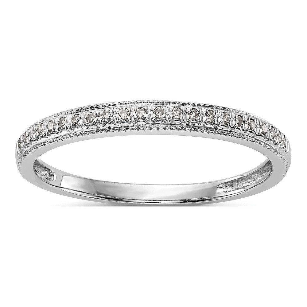 14k White Gold Diamond Wedding Band Set, 0.132 ct