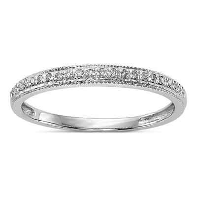 14k White Gold Diamond Wedding Band Set, 0.132 ct