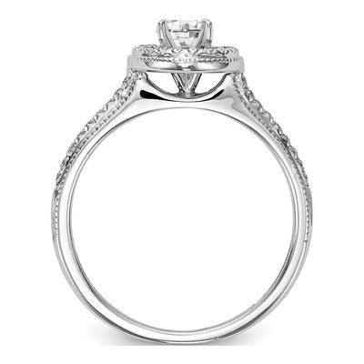 14K White Gold Diamond Halo Setting Engagement Ring Semi-Mount – view 3
