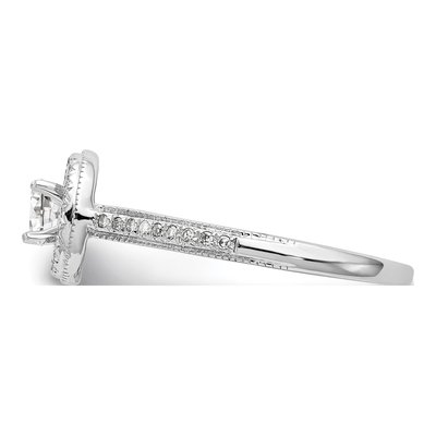 14K White Gold Diamond Halo Setting Engagement Ring Semi-Mount – view 4