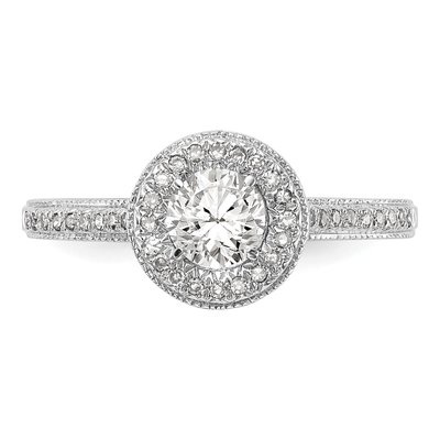 14K White Gold Diamond Halo Setting Engagement Ring Semi-Mount – view 5