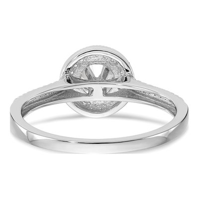 14K White Gold Diamond Halo Setting Engagement Ring Semi-Mount – view 6