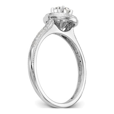 14K White Gold Diamond Halo Setting Engagement Ring Semi-Mount – view 7