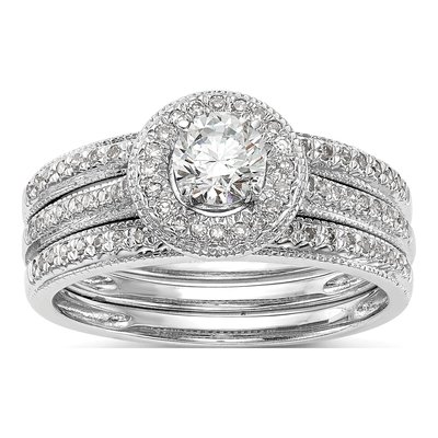 14K White Gold Diamond Halo Setting Engagement Ring Semi-Mount – view 8