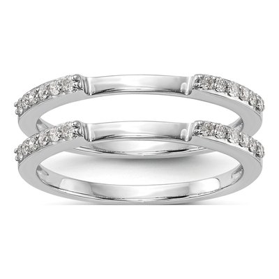 14K White Gold Diamond Wedding Band Set of 2