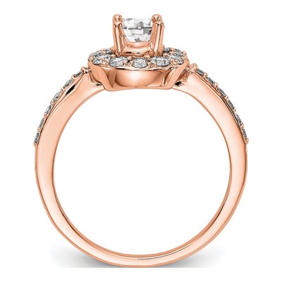 14K Rose Gold Diamond Halo Engagement Ring Semi-Mount – view 2