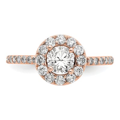 14K Rose Gold Diamond Halo Engagement Ring Semi-Mount – view 5