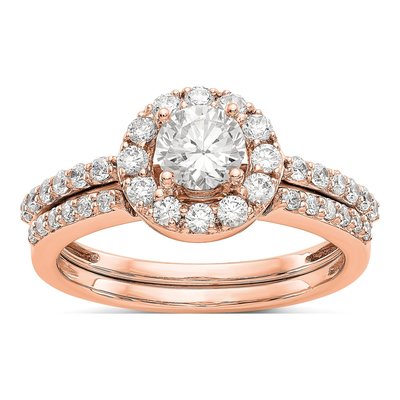 14K Rose Gold Diamond Halo Engagement Ring Semi-Mount – view 8
