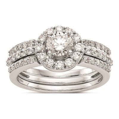 14K White Gold Diamond Halo Engagement Ring Mounting – view 7