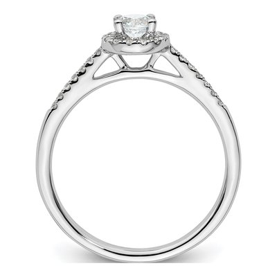 14K White Gold Diamond Halo Setting Engagement Ring Semi-Mount – view 3