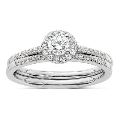14K White Gold Diamond Halo Setting Engagement Ring Semi-Mount – view 8