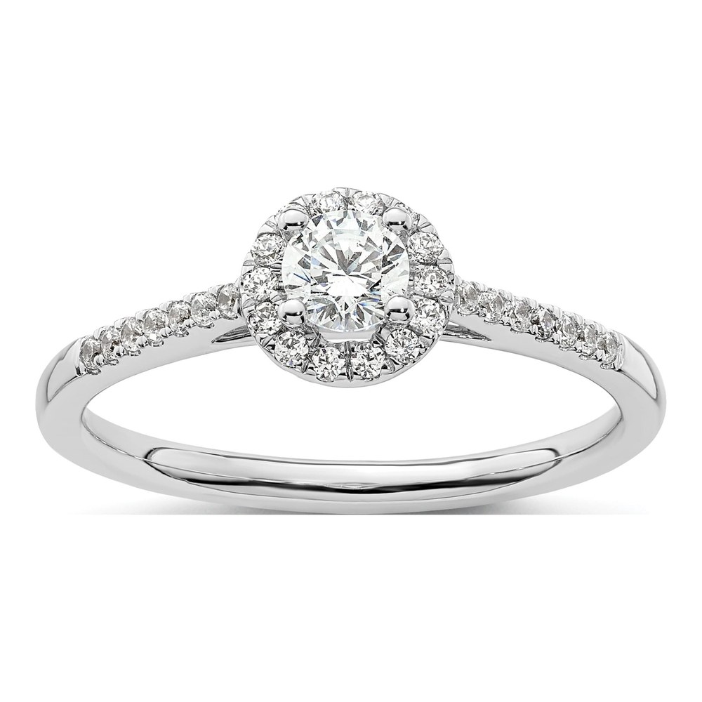 14K White Gold Halo Diamond Engagement Ring Setting