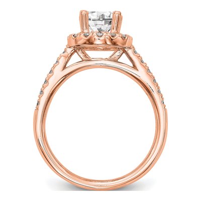 14K Rose Gold Diamond Halo Setting Engagement Ring Semi-Mount – view 2