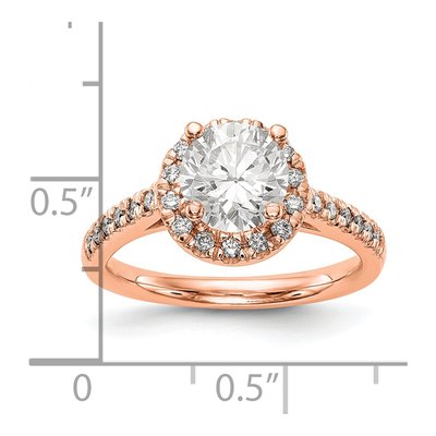 14K Rose Gold Diamond Halo Setting Engagement Ring Semi-Mount – view 3