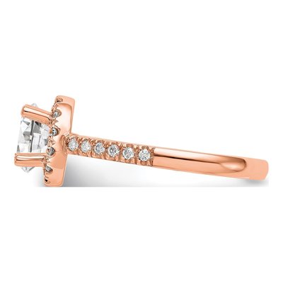 14K Rose Gold Diamond Halo Setting Engagement Ring Semi-Mount – view 4