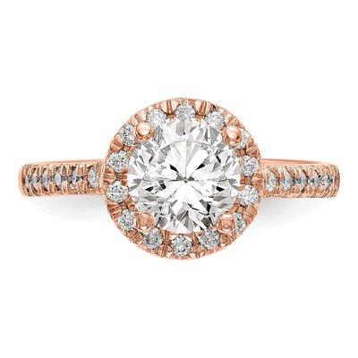 14K Rose Gold Diamond Halo Setting Engagement Ring Semi-Mount – view 5