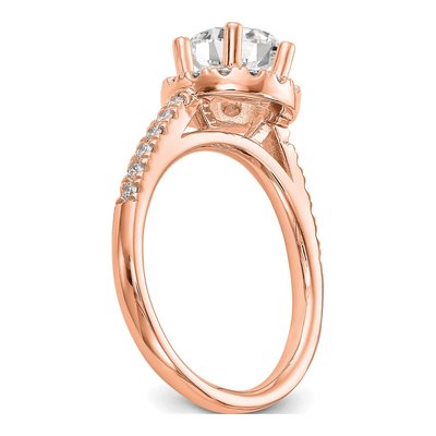 14K Rose Gold Diamond Halo Setting Engagement Ring Semi-Mount – view 7