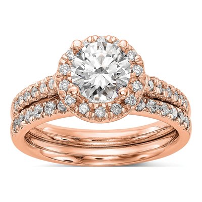 14K Rose Gold Diamond Halo Setting Engagement Ring Semi-Mount – view 8