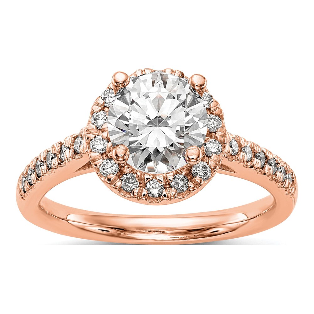 14K Rose Gold Diamond Halo Setting Engagement Ring Semi-Mount